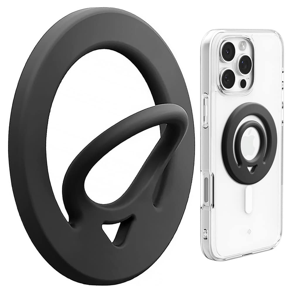 Spigen - Phone Ring Dual Pop MagSafe - with Flexible Finger Loop Grip, Dual Magnetic, Silicone - Black - Image 2