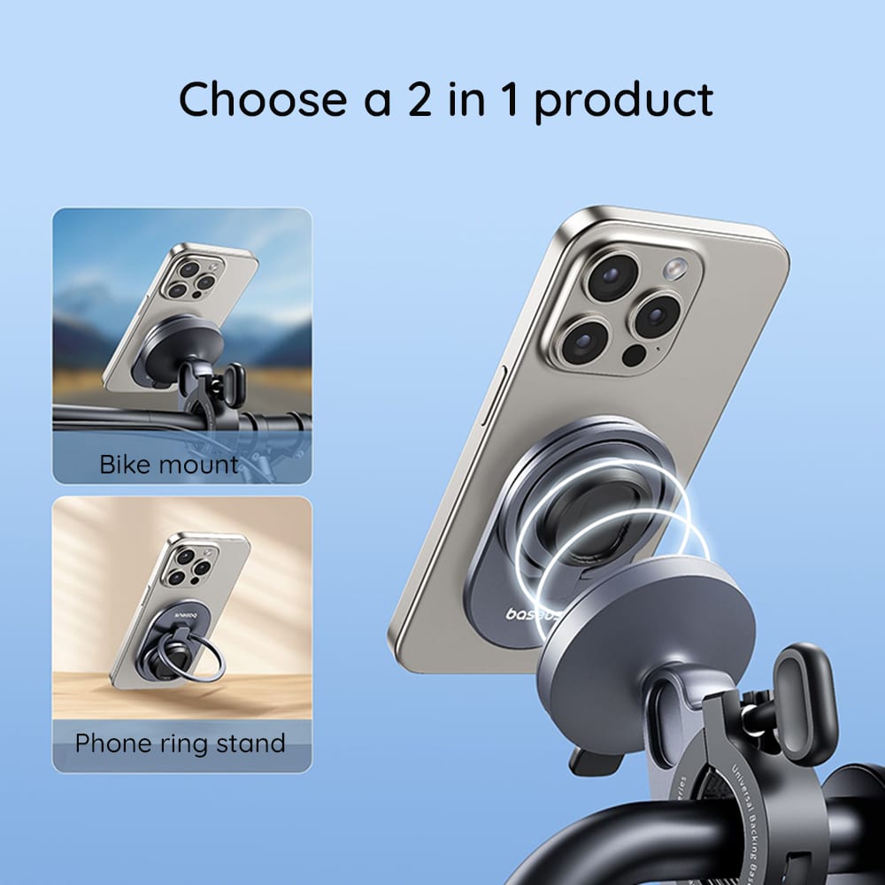 Baseus - Βάση Ποδηλάτου PrimeTrip Series (C40569001121-00) - 2σε1, Στήριγμα Ποδηλάτου, Δακτυλίδι Στήριξης, Πατενταρισμένο Snap-On - Κοσμικό Μαύρο - Image 5