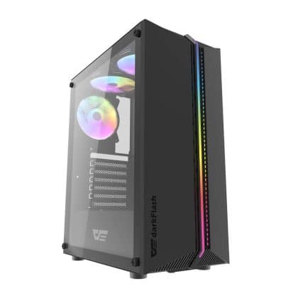 Darkflash DK151 LED θήκη υπολογιστή + 3 ανεμιστήρες RGB μαύρη