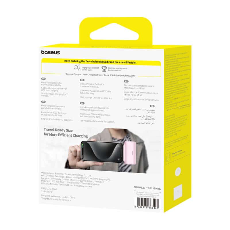 Powerbank OS-Baseus Compact IP 5000mAh 20W (ροζ) - Image 5