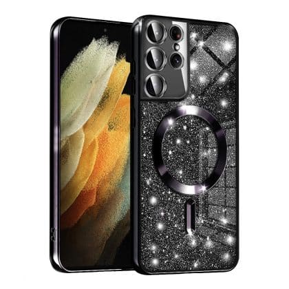 Techsuit Luxury Glitter MagSafe - θήκη για Samsung Galaxy S21 Ultra 5G - Μαύρο