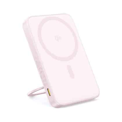 Baseus - Power Bank PicoGo (P10076800413-00) - Type-C, Qi2, Γρήγορη Φόρτιση, 20W, 5000mAh, Περιστρεφόμενη Βάση, Καλώδιο Type-C - Ροζ