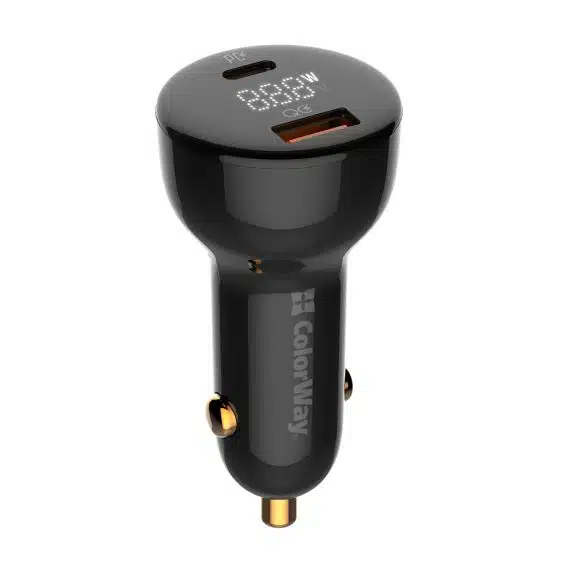 ColorWay - Φορτιστής Αυτοκινήτου (CW-CHA044PD-BK) - USB, Type-C, Υπερταχεία Φόρτιση, 100W, Οθόνη LED, Auto ID Chip - Μαύρο