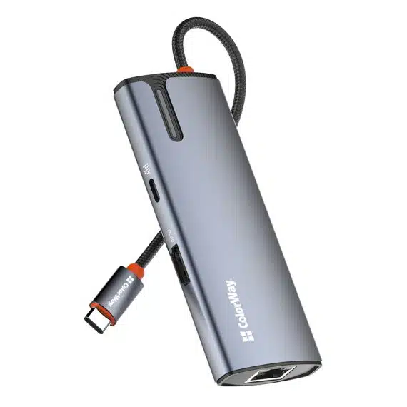 ColorWay - Docking Station (CW-HUB02) - 3x USB, Type-C, HDMI 4K HD, RJ45, PD 100W, 5Gps, Ethernet 1 GbE, 5A, Ένδειξη - Ασημί