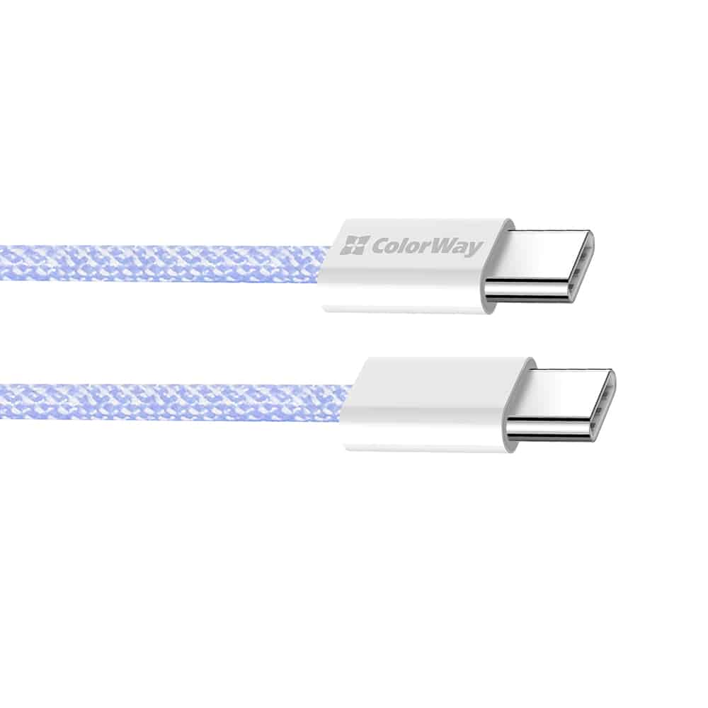 ColorWay - Καλώδιο Δεδομένων (CW-CBPDCC061-PU) - για MacBook Pro, Type-C σε Type-C, PD Γρήγορη Φόρτιση 60W, 3A, Νάιλον, 1m - Μωβ - Image 5