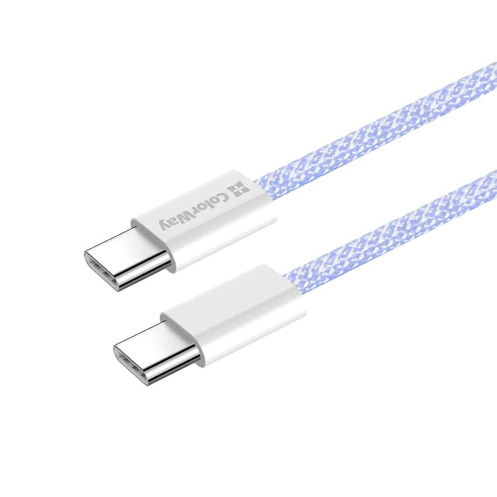 ColorWay - Καλώδιο Δεδομένων (CW-CBPDCC061-PU) - για MacBook Pro, Type-C σε Type-C, PD Γρήγορη Φόρτιση 60W, 3A, Νάιλον, 1m - Μωβ - Image 6