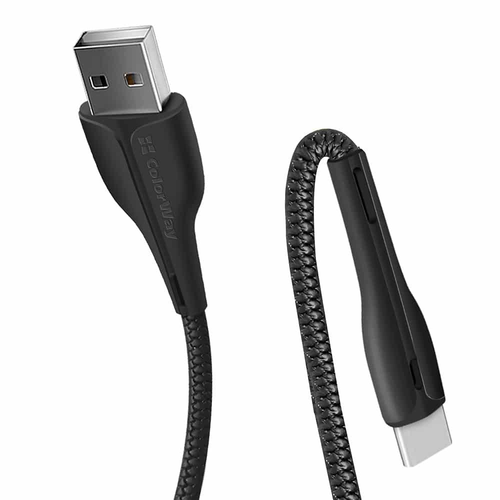 ColorWay - Καλώδιο Δεδομένων (CW-CBUC034-BK) - USB σε Type-C, για Συγχρονισμό & Φόρτιση, με ένδειξη LED, 2.4A, 480Mbps, 1m - Μαύρο - Image 3