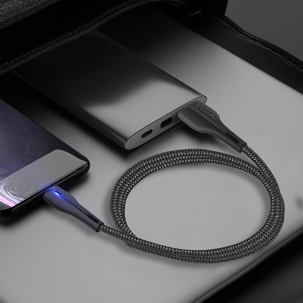 ColorWay - Καλώδιο Δεδομένων (CW-CBUC034-BK) - USB σε Type-C, για Συγχρονισμό & Φόρτιση, με ένδειξη LED, 2.4A, 480Mbps, 1m - Μαύρο - Image 2