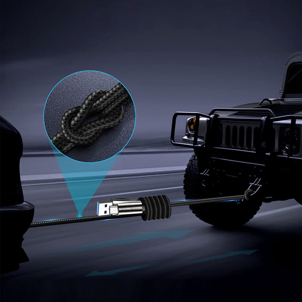 ColorWay - Καλώδιο Δεδομένων (CW-CBUC035-BK) - USB σε Type-C, Quick Charge 3.0, με ένδειξη LED, Νάιλον, 2.4A, 480Mbps, 1m - Μαύρο - Image 7