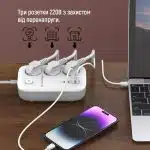 ColorWay - Πολύπριζο (CW-CHE34PDW) - 3xEU AC 220V, 2xUSB QC3.0, 2xType-C PD, Γρήγορη Φόρτιση, 65W, 13A, GaN3 Pro, 2m - Λευκό - Image 8