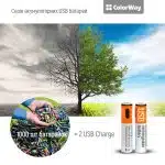 ColorWay - Επαναφορτιζόμενη Μπαταρία (CW-UBAAA-09) - 2x AAA Type-C, 590mAh, 1.5V, για Αξεσουάρ Υπολογιστή/Κάμερες, Li-Polymer - Γκρι - Image 5