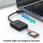 Ugreen - Card Reader CR127 (20250) - για Windows, MacOS, Linux, USB 3.0, Θύρα Κάρτας TF/SD, Plug & Play, 5Gbps, 15cm - Μαύρο - Image 3
