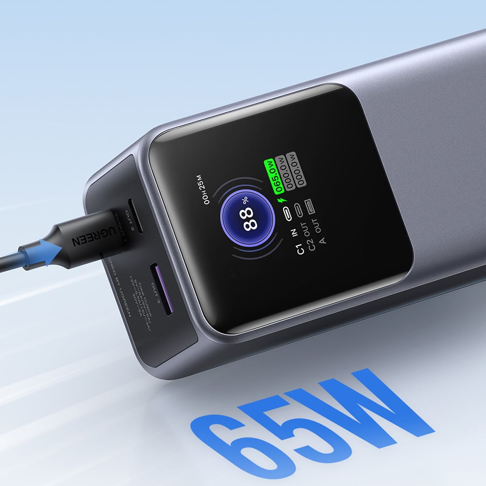 Ugreen - Power Bank PB721 (35524B) - με Ψηφιακή Οθόνη, Γρήγορη Φόρτιση, 20000mAh, USB, 2x Type-C, 130W, QC, PD, 5V/3A - Γκρι - Image 15
