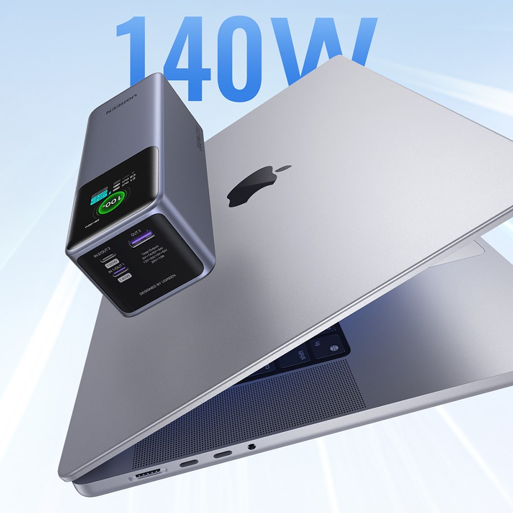 Ugreen - Power Bank PB722 (35525B) - Γρήγορη Φόρτιση, Ψηφιακή Οθόνη, 20000mAh, USB, 2x Type-C, 200W, QC, PD, 5V/3A - Γκρι - Image 9