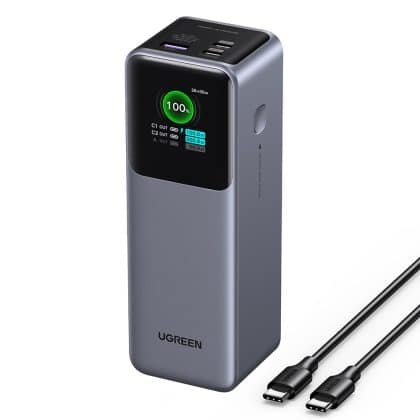 Ugreen - Power Bank PB722 (35525B) - Γρήγορη Φόρτιση, Ψηφιακή Οθόνη, 20000mAh, USB, 2x Type-C, 200W, QC, PD, 5V/3A - Γκρι