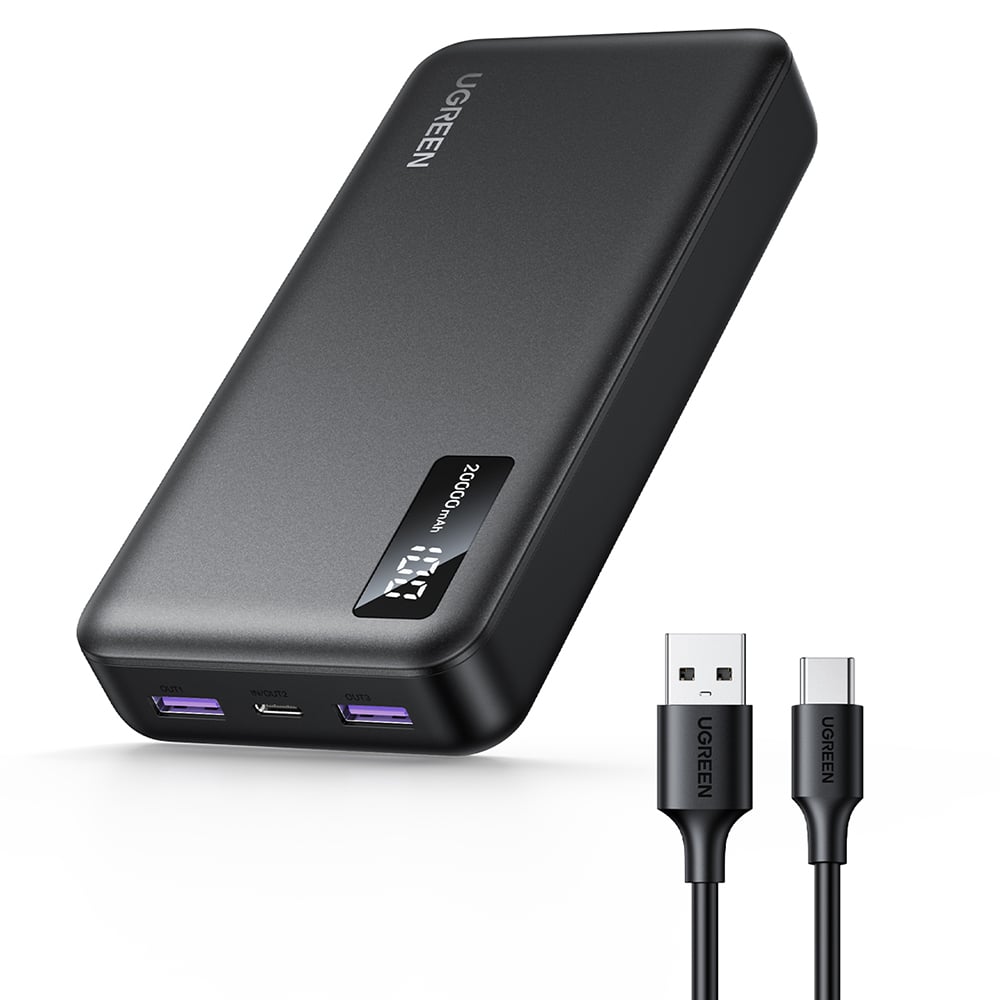 Ugreen - Power Bank PB312 (25683) - Γρήγορη Φόρτιση, Ψηφιακή Οθόνη, 20000mAh, 2x USB, 2x Type-C, 22.5W, PD3.0, 5V/3A - Μαύρο - Image 2