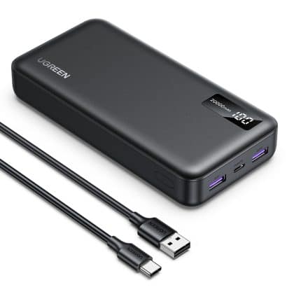 Ugreen - Power Bank PB312 (25683) - Γρήγορη Φόρτιση, Ψηφιακή Οθόνη, 20000mAh, 2x USB, 2x Type-C, 22.5W, PD3.0, 5V/3A - Μαύρο