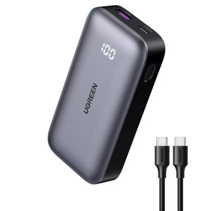 Ugreen - Power Bank PB502 (25185) - Γρήγορη Φόρτιση, με Ψηφιακή Οθόνη, 10000mAh, USB, Type-C, 30W, 5V/3A - Γκρι