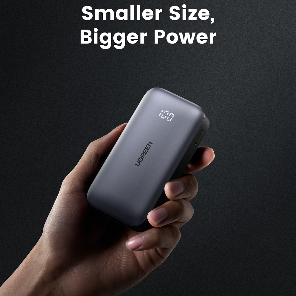 Ugreen - Power Bank PB502 (25185) - Γρήγορη Φόρτιση, με Ψηφιακή Οθόνη, 10000mAh, USB, Type-C, 30W, 5V/3A - Γκρι - Image 7