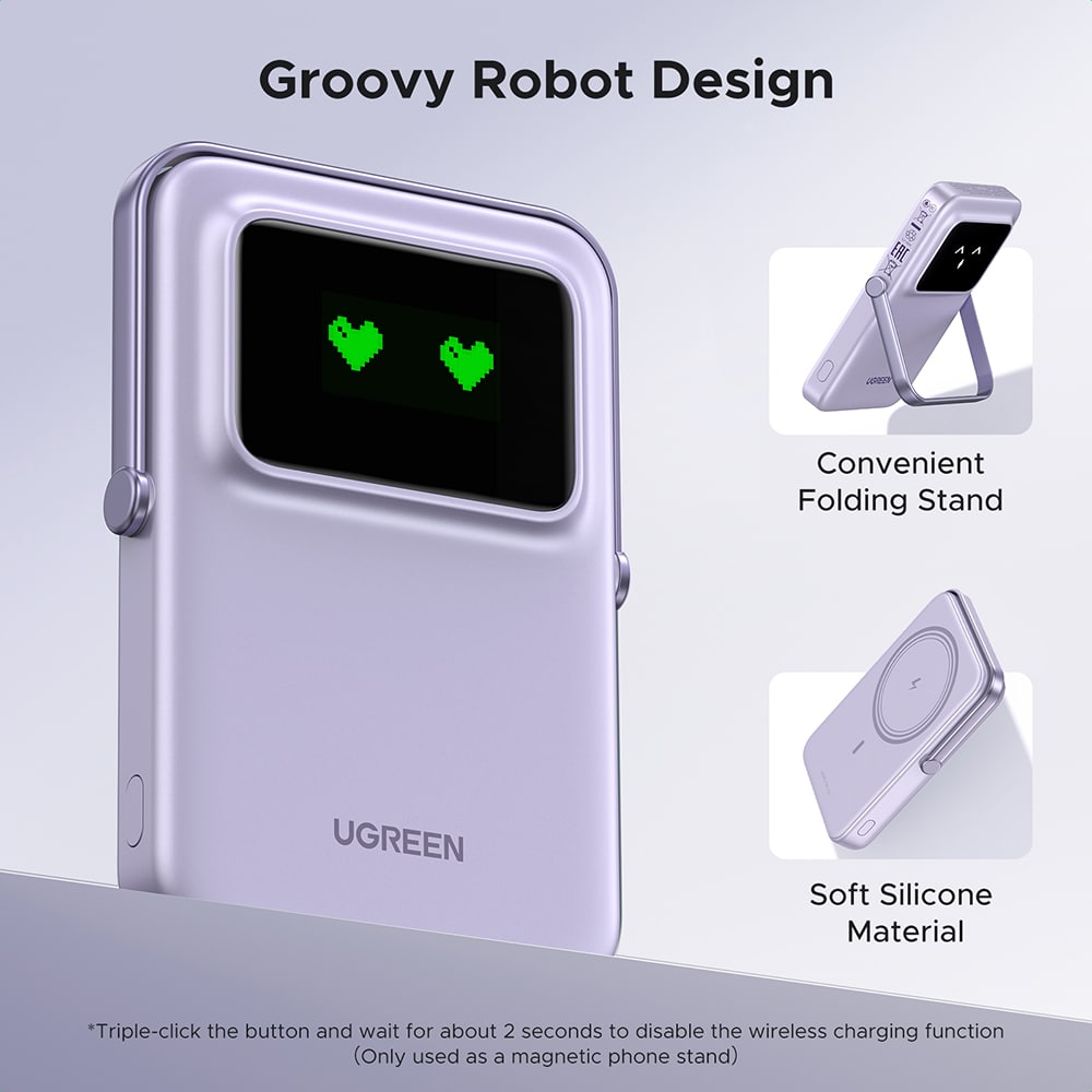 Ugreen - Power Bank PB571 (35606) - με Ψηφιακή Οθόνη, Γρήγορη Φόρτιση, Μαγνητικό, Ασύρματο, 5000mAh, USB-C, 18W, 3A - Μωβ - Image 7