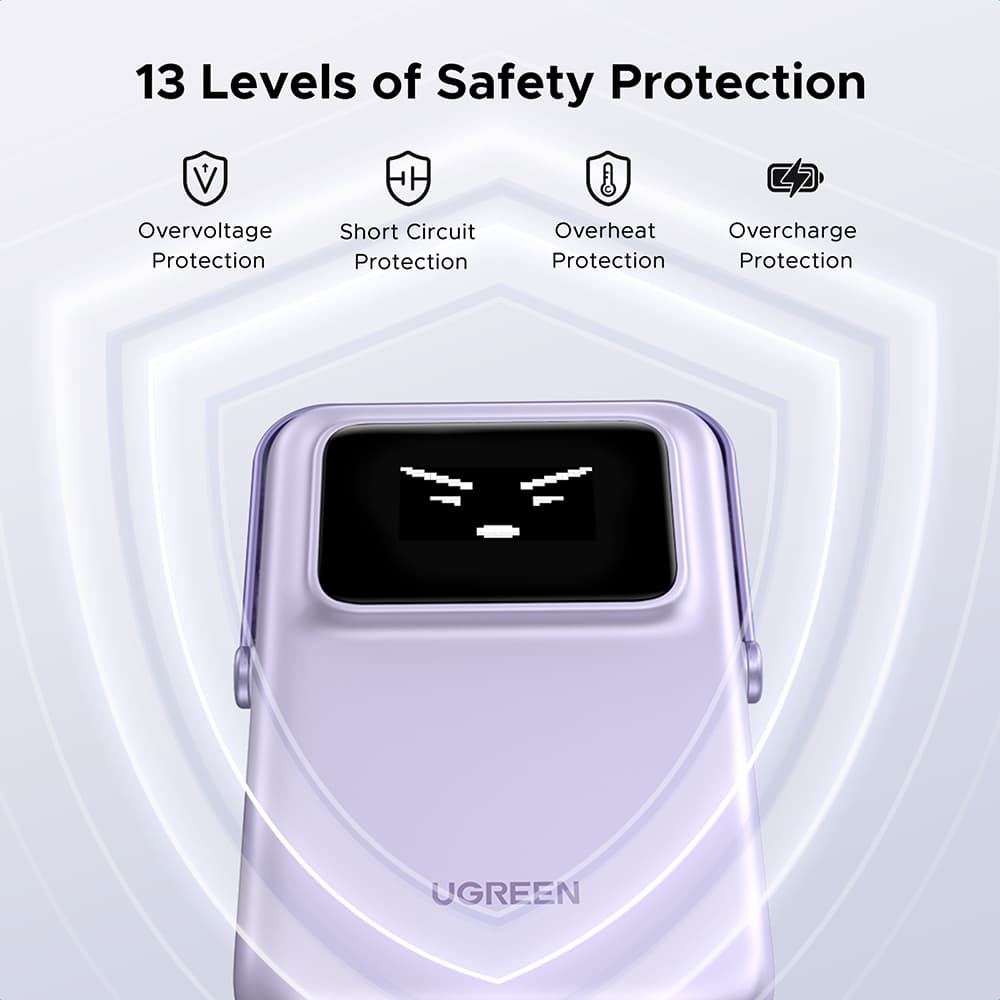 Ugreen - Power Bank PB571 (35606) - με Ψηφιακή Οθόνη, Γρήγορη Φόρτιση, Μαγνητικό, Ασύρματο, 5000mAh, USB-C, 18W, 3A - Μωβ - Image 9