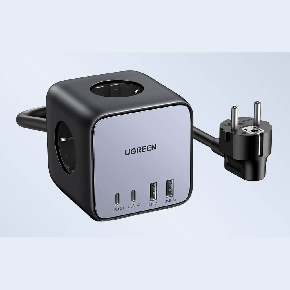 Ugreen - Φορτιστής Τοίχου DigiNest Cube 7in1 CD268 (60113) - GaN, Γρήγορη Φόρτιση, 2x USB-C, 2x USB, 3x AC, 2990W, 13A, PD65W - Μαύρο - Image 10