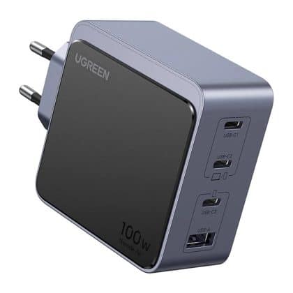 Ugreen - Φορτιστής Τοίχου Nexode S X565 (35043) - USB, 3x Type-C, Γρήγορη Φόρτιση, GaN, 100W, 3A, PD3.0, QC4.0+ - Γκρι