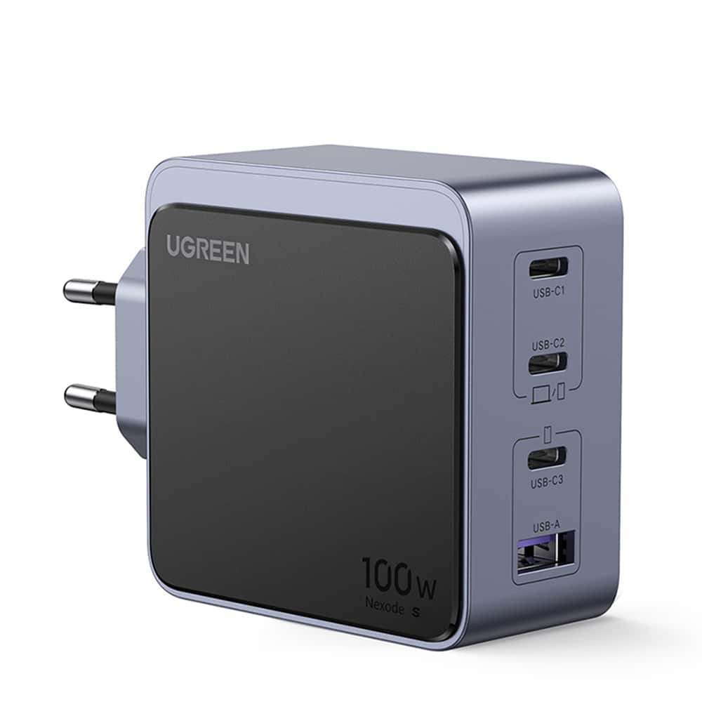 Ugreen - Φορτιστής Τοίχου Nexode S X565 (35043) - USB, 3x Type-C, Γρήγορη Φόρτιση, GaN, 100W, 3A, PD3.0, QC4.0+ - Γκρι - Image 2
