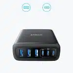 Anker - Φορτιστής Τοίχου (A2154G11) - 3x USB-A, 3x Type-C, 6in1, Γρήγορη Φόρτιση, Λεπτός Σχεδιασμός, 112W - Μαύρο - Image 6