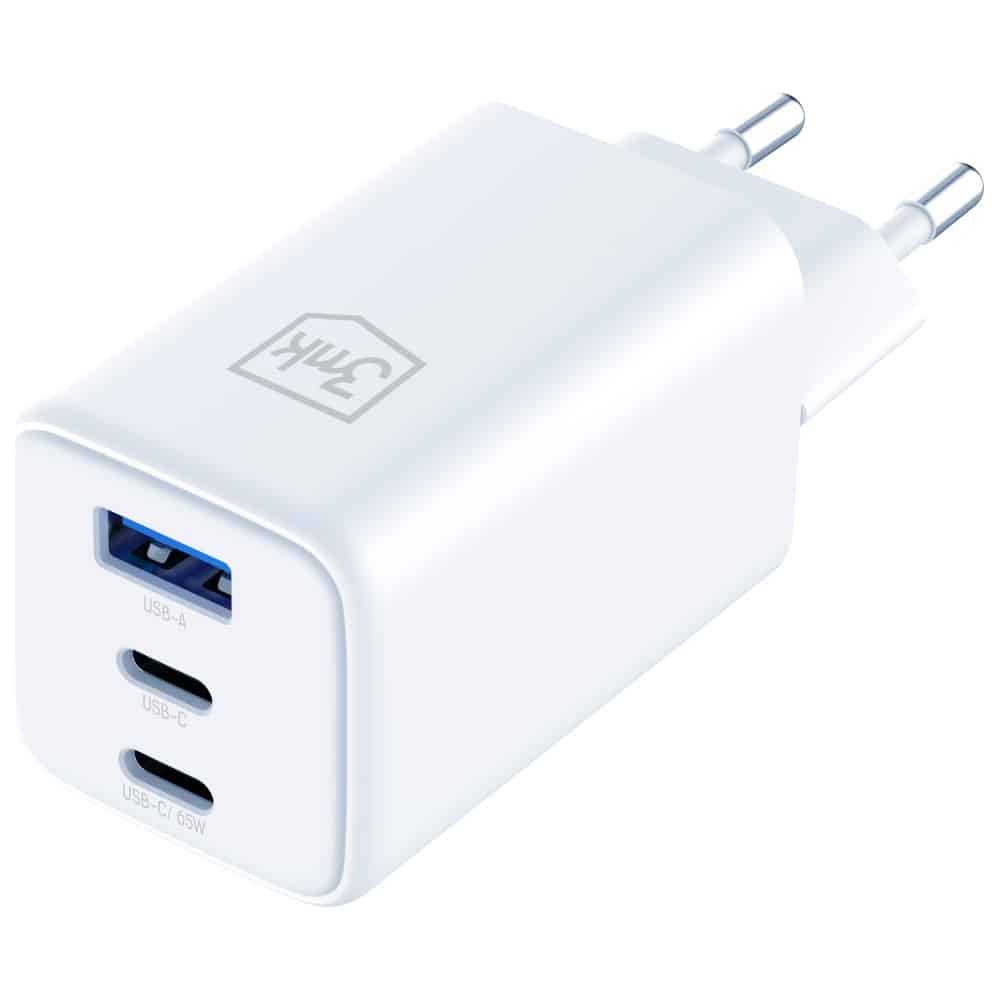 Φορτιστής τοίχου 3MK Hyper GaN Charger 65W 1xUSB-A 2xUSB-C PD QC4+ λευκός - Image 2