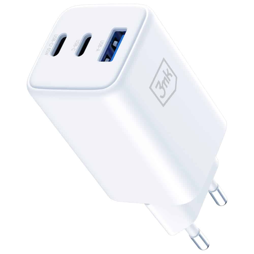 Φορτιστής τοίχου 3MK Hyper GaN Charger 65W 1xUSB-A 2xUSB-C PD QC4+ λευκός - Image 4