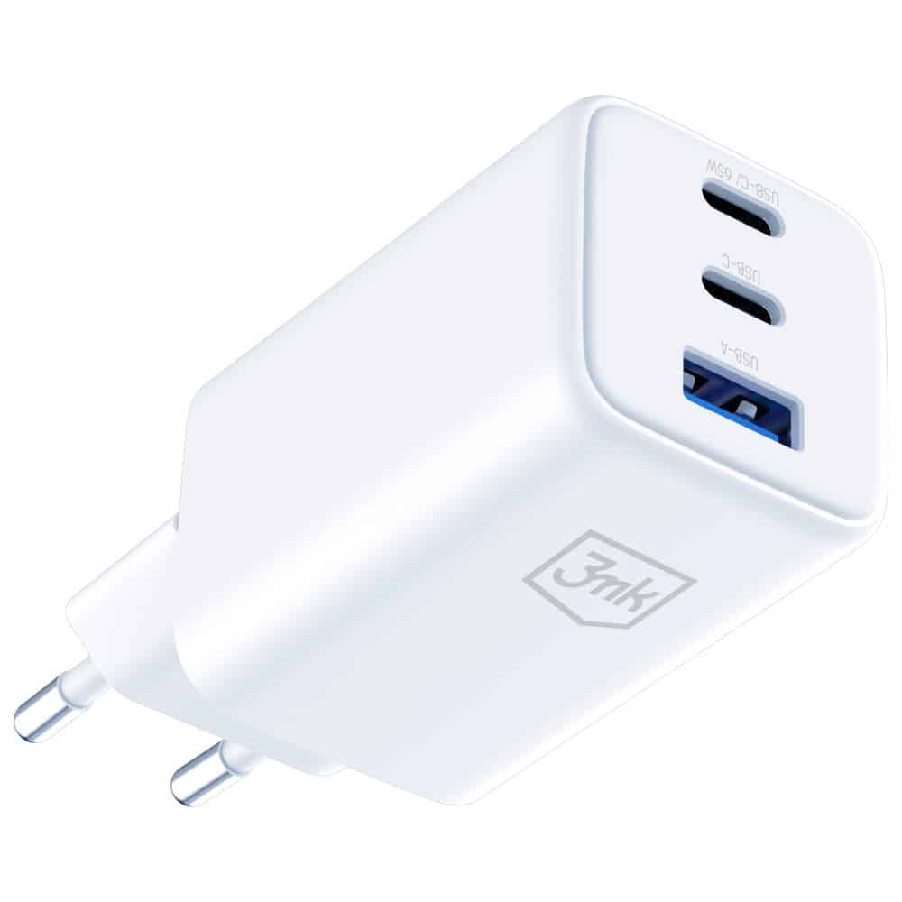 Φορτιστής τοίχου 3MK Hyper GaN Charger 65W 1xUSB-A 2xUSB-C PD QC4+ λευκός - Image 5
