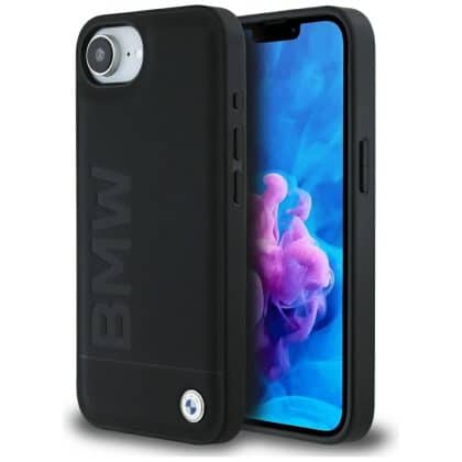 BMW Leather Hot Stamp - θήκη για Apple iPhone 16e - Μαύρο