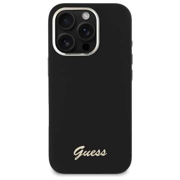 Guess Silicone Script Metal Logo & Frame - θήκη για Apple iPhone 16 Pro Max - Μαύρο - Image 3