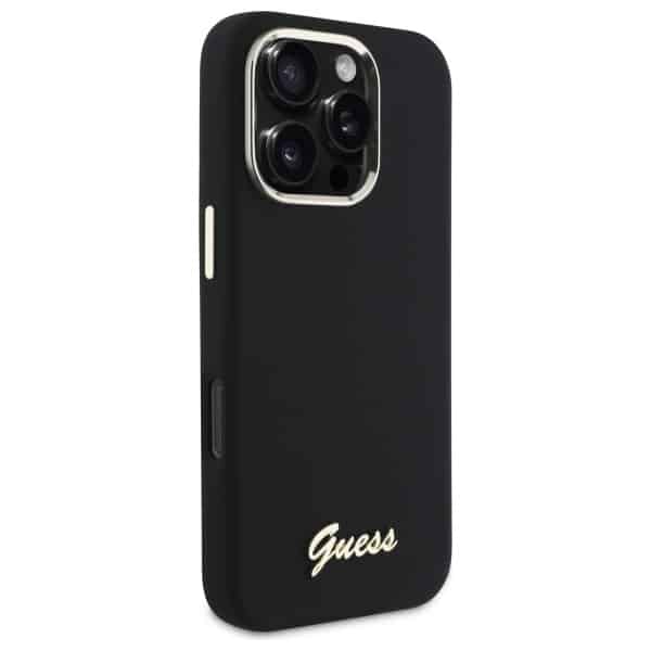 Guess Silicone Script Metal Logo & Frame - θήκη για Apple iPhone 16 Pro Max - Μαύρο - Image 4