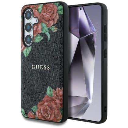 Guess Flowers Print - θήκη για Samsung Galaxy S25 - Μαύρο