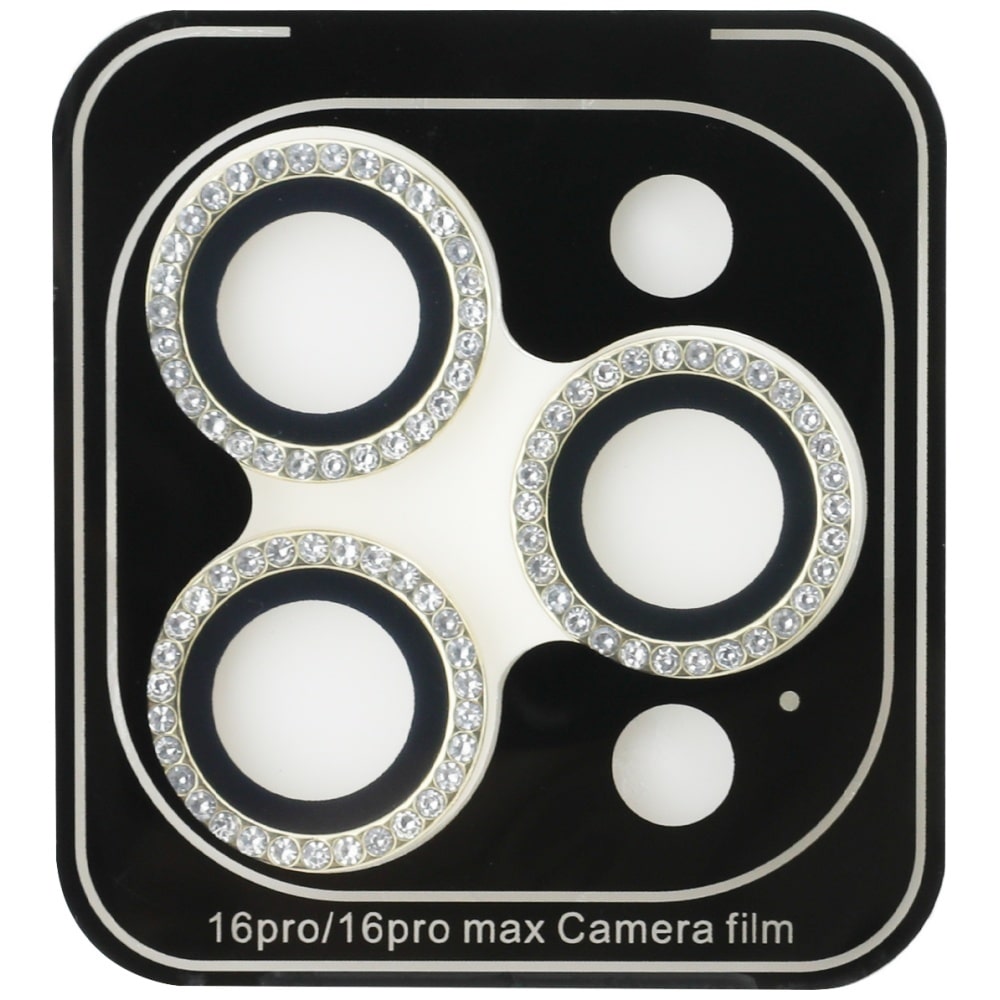 2-in-1 set Guess BP Rhinestone screen and camera lens glass for iPhone 16 Pro Max gold - Image 3