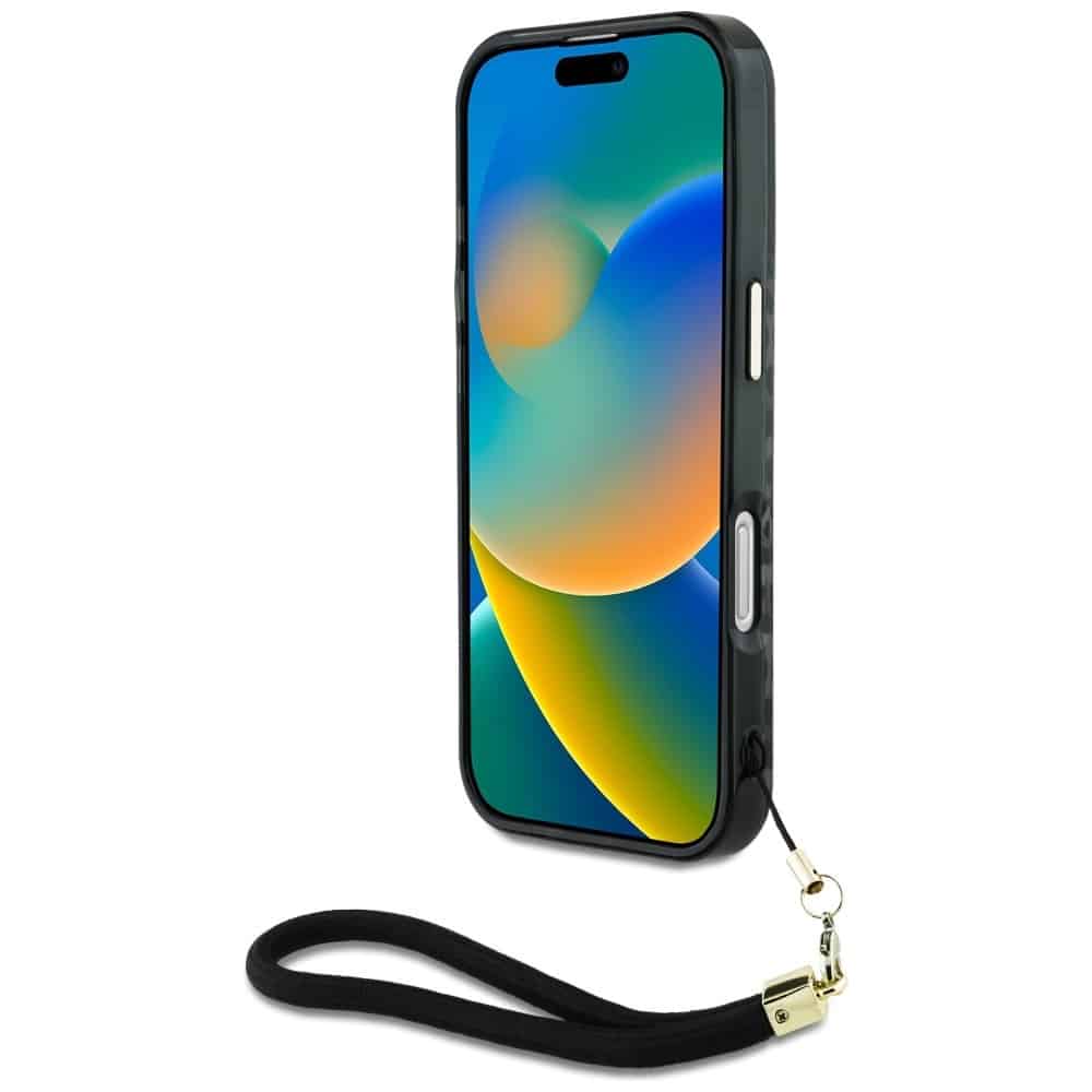 Guess HC IML Leopard Triangle Cord Strap - θήκη για Apple iPhone 16 - Μαύρο - Image 4