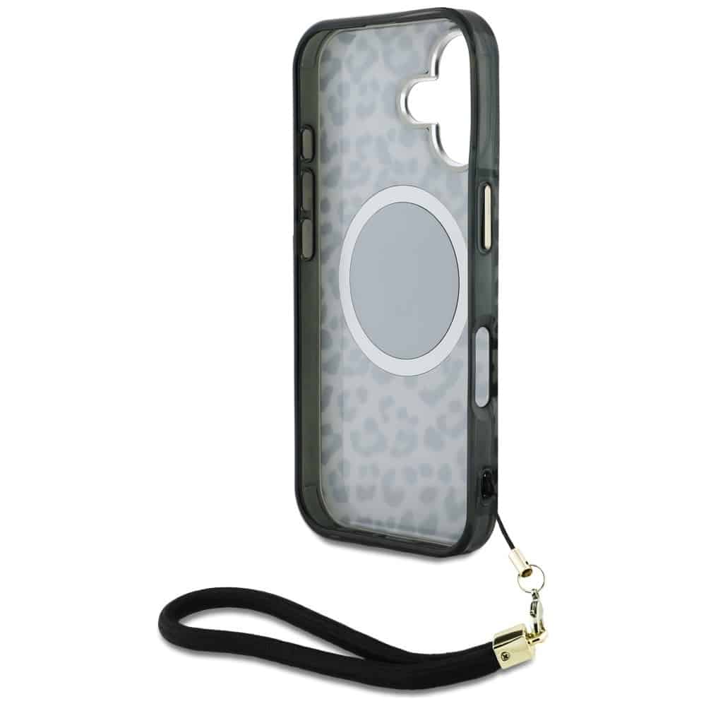 Guess HC IML Leopard Triangle Cord Strap - θήκη για Apple iPhone 16 - Μαύρο - Image 6