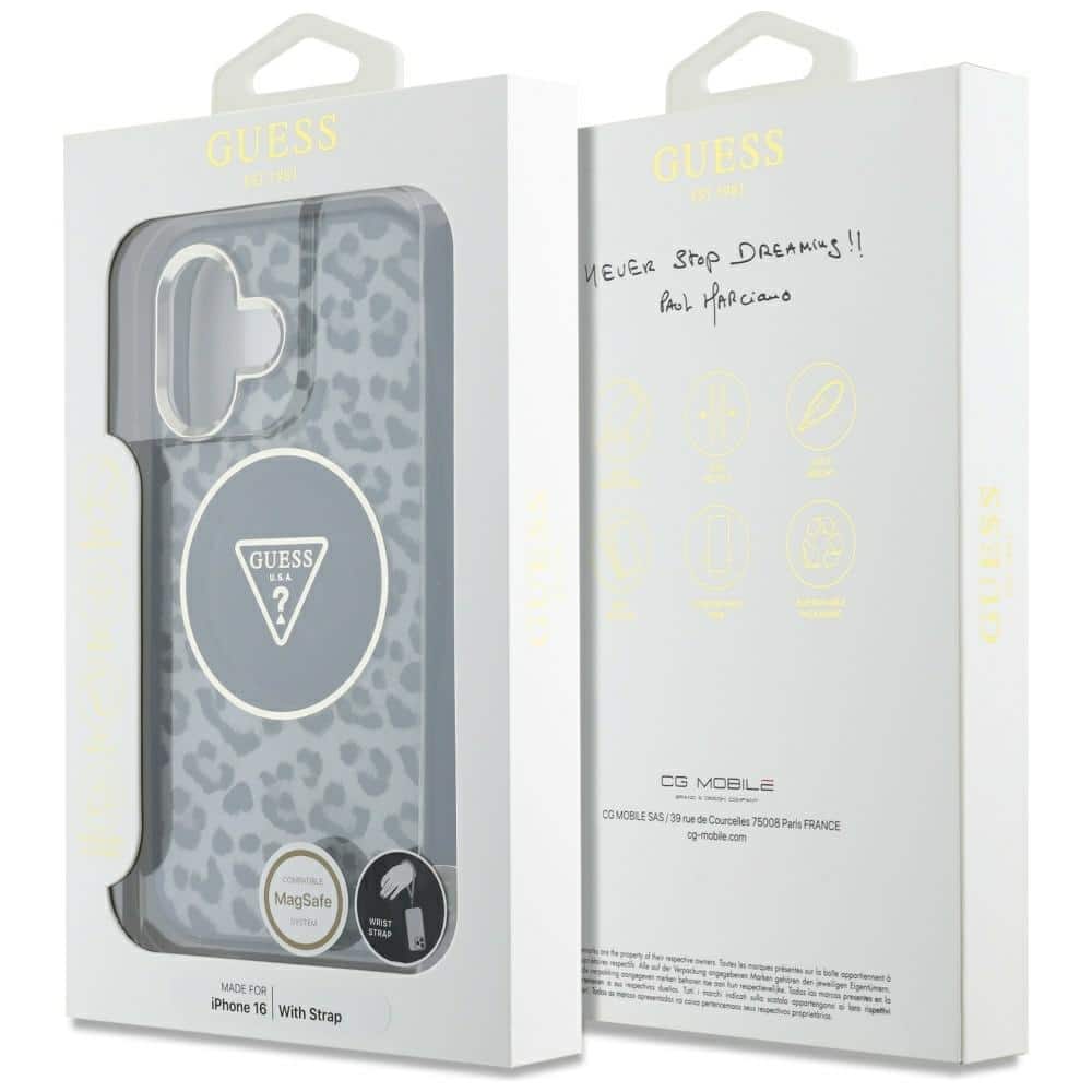 Guess HC IML Leopard Triangle Cord Strap - θήκη για Apple iPhone 16 - Μαύρο - Image 7