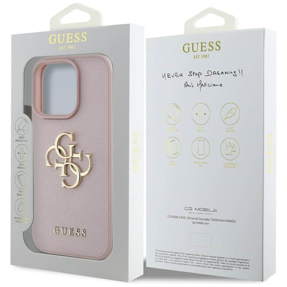 Guess Grained Big 4G Logo Small Classic Logo - θήκη για Apple iPhone 16 Pro - Ροζ - Image 8