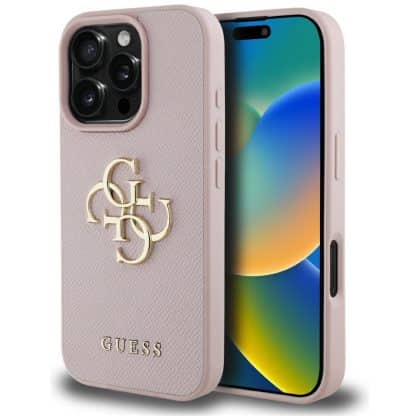 Guess Grained Big 4G Logo Small Classic Logo - θήκη για Apple iPhone 16 Pro - Ροζ