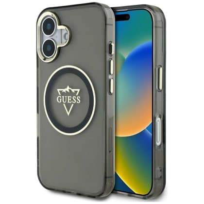 Guess IML Metal Mountain Logo MagSafe - θήκη για Apple iPhone 16 - Μαύρο