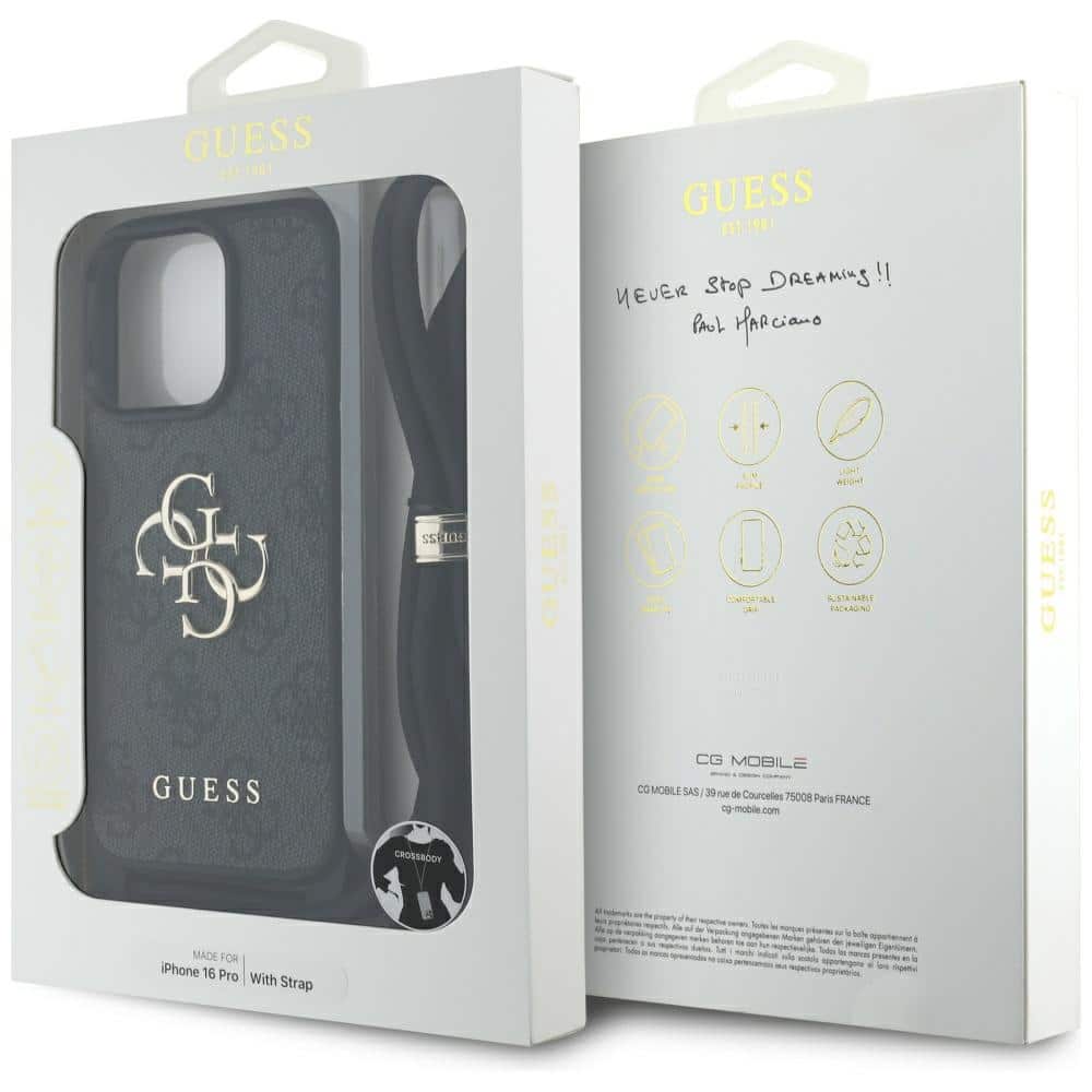 Guess 4G Big Logo Cord Stap Crossbody - θήκη για Apple iPhone 16 Pro - Μαύρο - Image 7