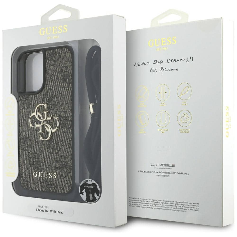 Guess 4G Big Logo Cord Strap Crossbody - θήκη για Apple iPhone 16 - Καφέ - Image 7