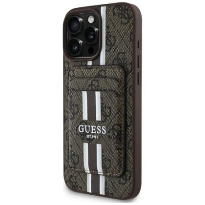 Guess 4G Stripes με Πορτοφόλι MagSafe - θήκη για Apple iPhone 16 Pro Max - Καφέ