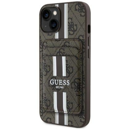 Guess 4G Stripes με Πορτοφόλι MagSafe - θήκη για Apple iPhone 15 - Καφέ