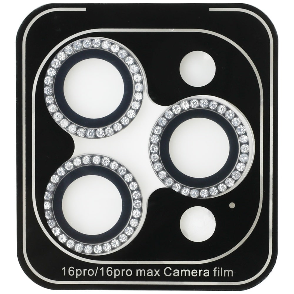Set 2-in-1 Guess BP Rhinestone screen and camera lens glass for iPhone 16 Pro Max silver - Image 2