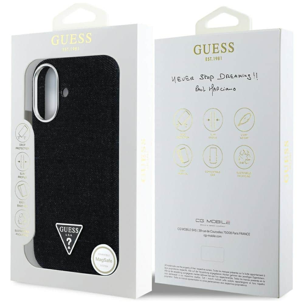 Guess Denim Triangle Logo MagSafe - θήκη για Apple iPhone 16 - Μαύρο - Image 8