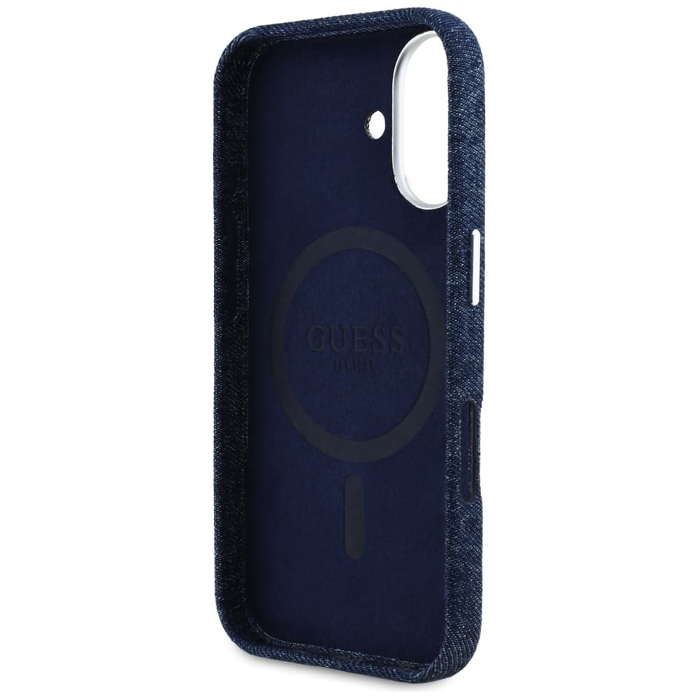 Guess Denim Triangle Logo MagSafe - θήκη για Apple iPhone 16 - Μπλε - Image 7